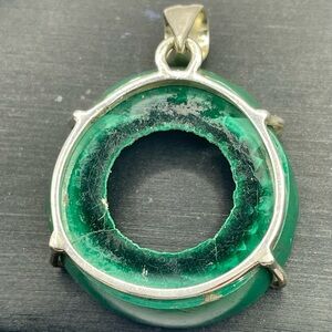 Vibrant Green Malachite  pendant with Ornate Silver 925 Frame